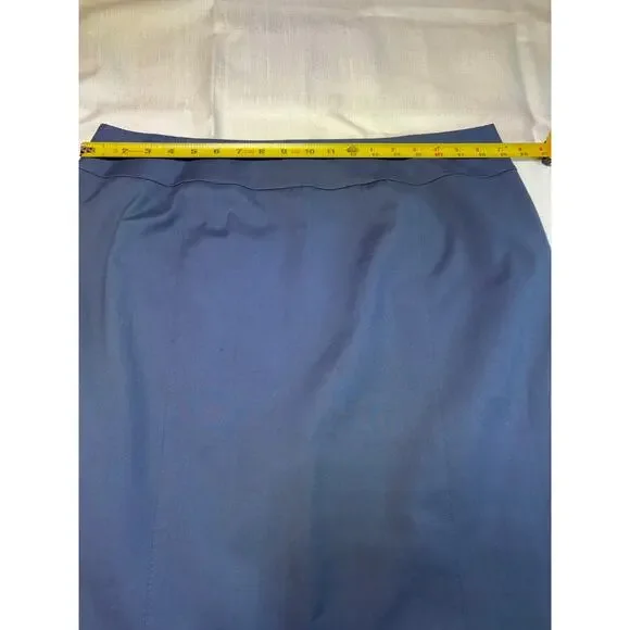 Lafayette 148 Navy Cotton Blend Skirt with Double Back Slit Size 16 - Picture 5 of 13